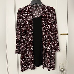 Red/White/Black two-fer style blouse by By Design, 2X